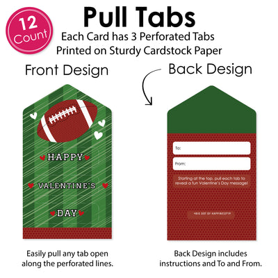 End Zone - Football - Cards for Kids - Happy Valentine’s Day Pull Tabs - Set of 12