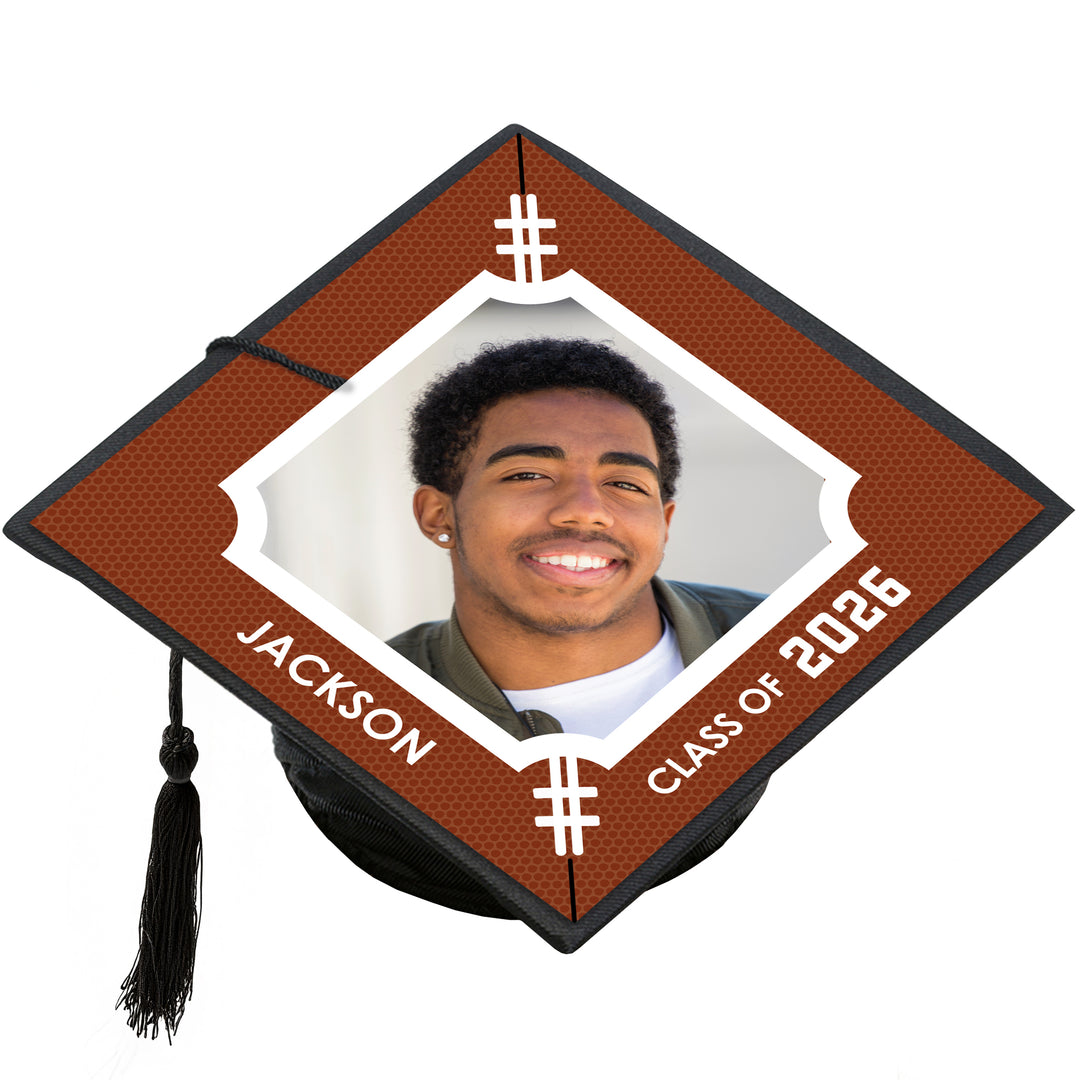 Football personalized graduation cap cover Class of 2026
