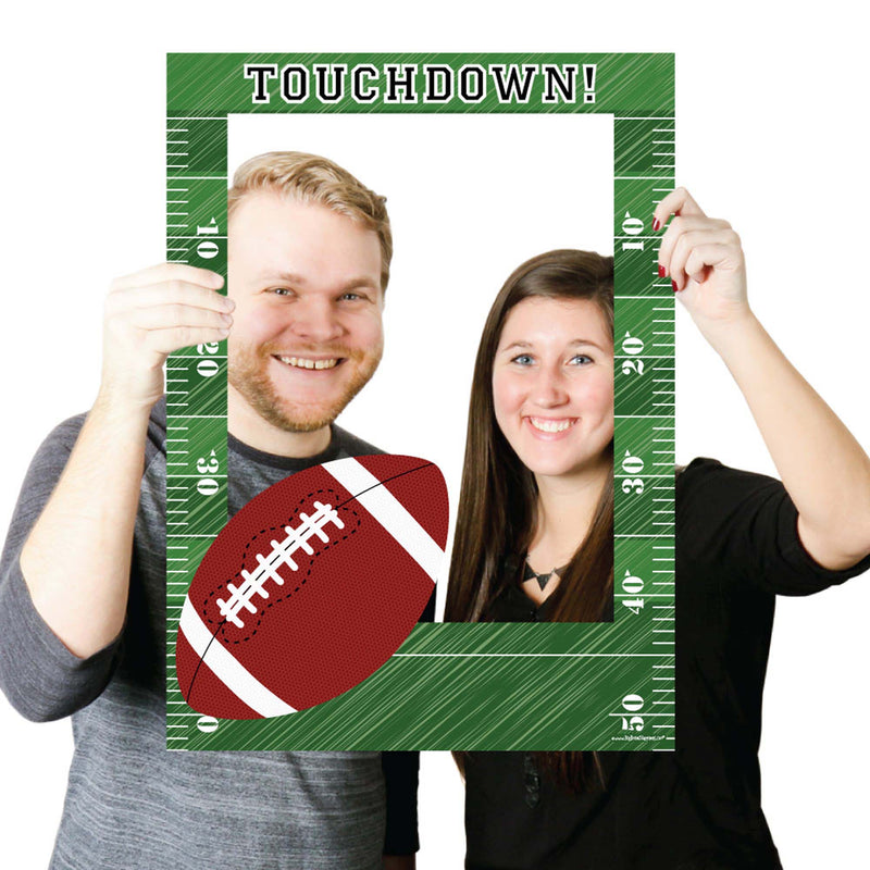 End Zone - Football - Birthday Party or Baby Shower Selfie Photo Booth Picture Frame & Props - Printed on Sturdy Material