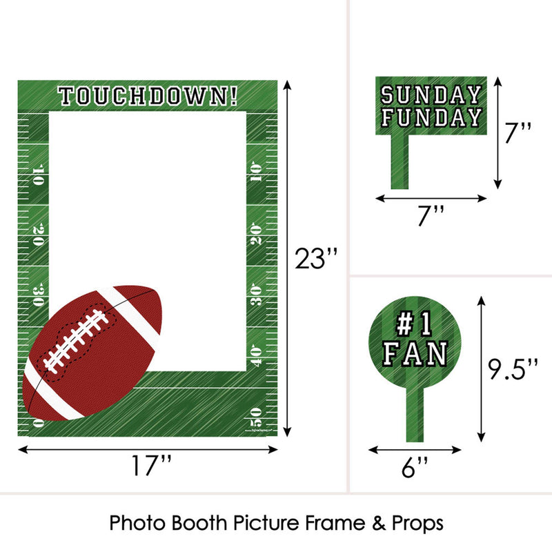 End Zone - Football - Birthday Party or Baby Shower Selfie Photo Booth Picture Frame & Props - Printed on Sturdy Material