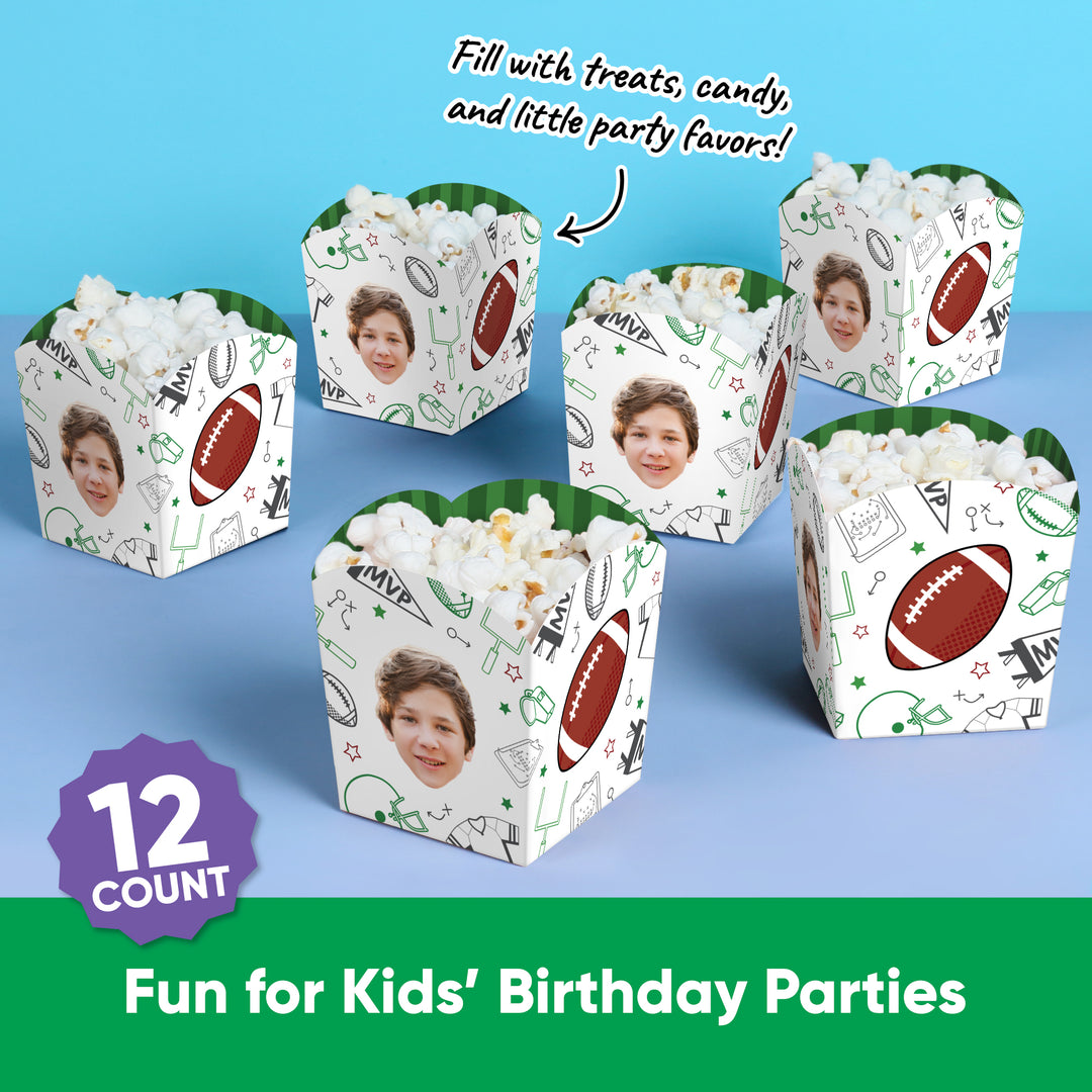 Custom Face Football Treat Boxes - 12 Ct