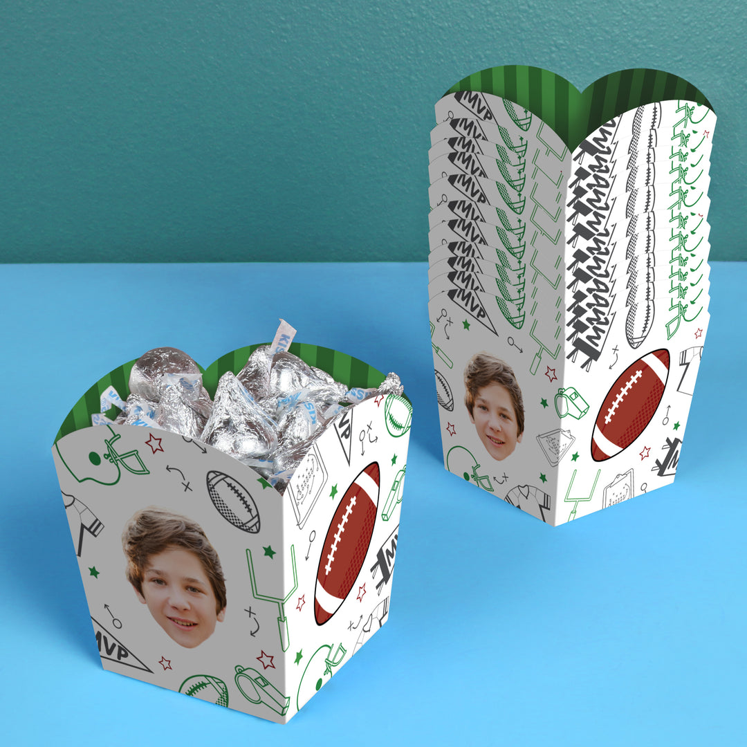 Custom Face Football Treat Boxes - 12 Ct
