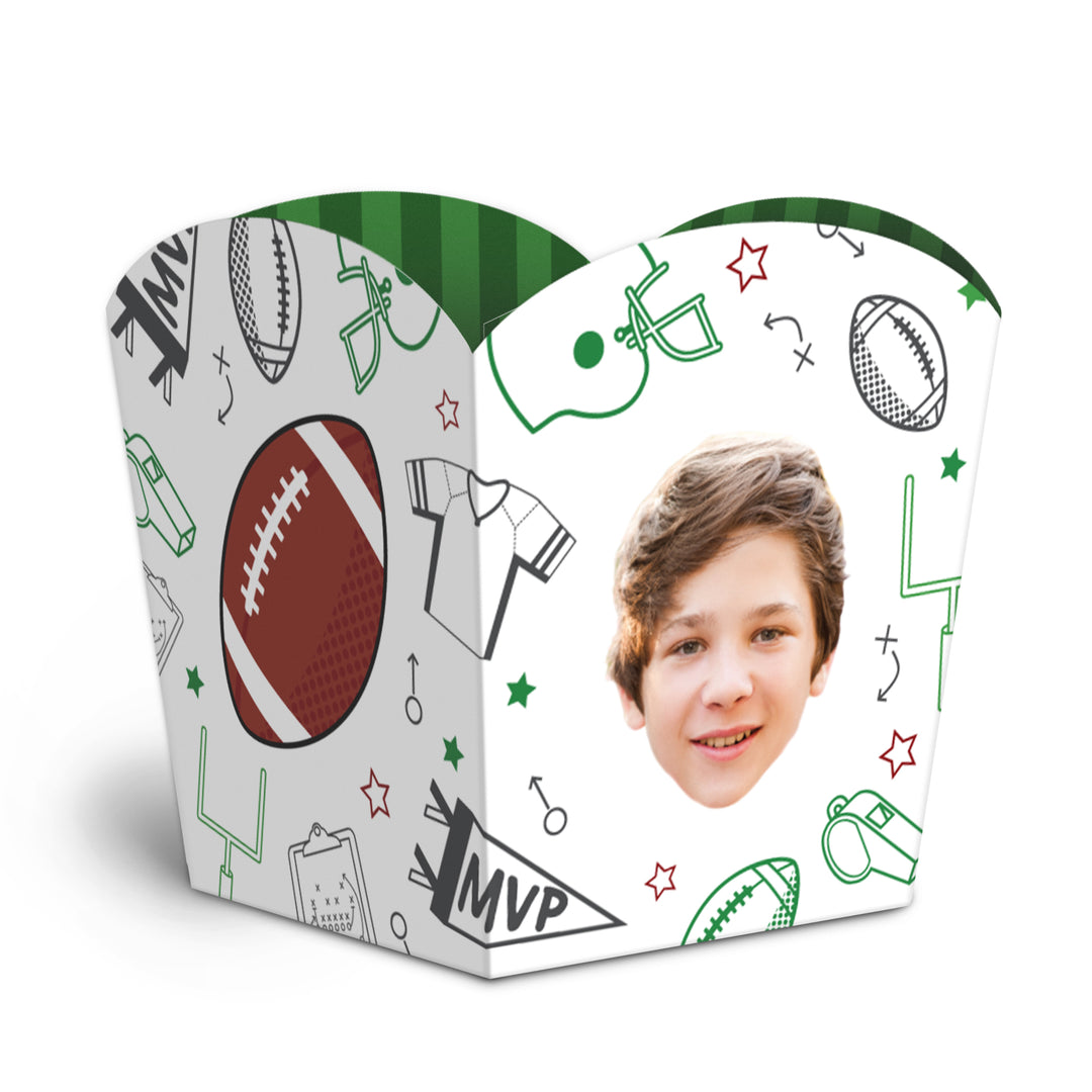 Custom Face Football Treat Boxes - 12 Ct