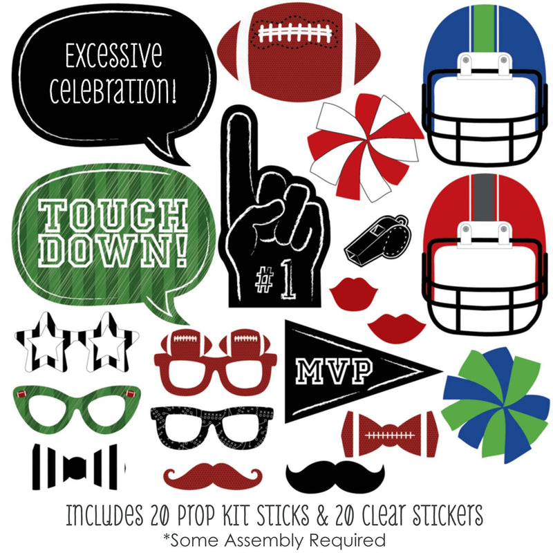 End Zone - Football - Baby Shower or Birthday Party Photo Booth Props Kit - 20 Count