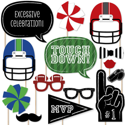 End Zone - Football - Baby Shower or Birthday Party Photo Booth Props Kit - 20 Count