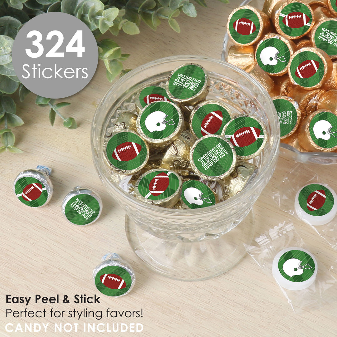 End Zone - Football - Baby Shower or Birthday Party Small Round Candy Stickers - Party Favor Labels - 324 Count