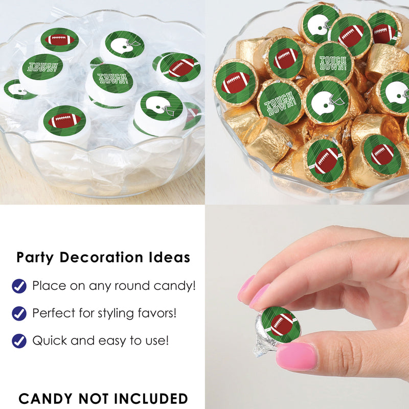 End Zone - Football - Baby Shower or Birthday Party Small Round Candy Stickers - Party Favor Labels - 324 Count