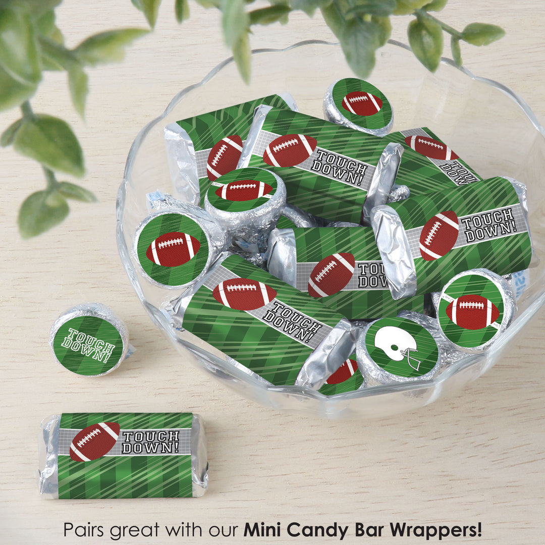End Zone - Football - Baby Shower or Birthday Party Small Round Candy Stickers - Party Favor Labels - 324 Count