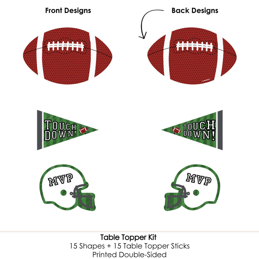 End Zone - Football - Baby Shower or Birthday Party Centerpiece Sticks - Table Toppers - Set of 15