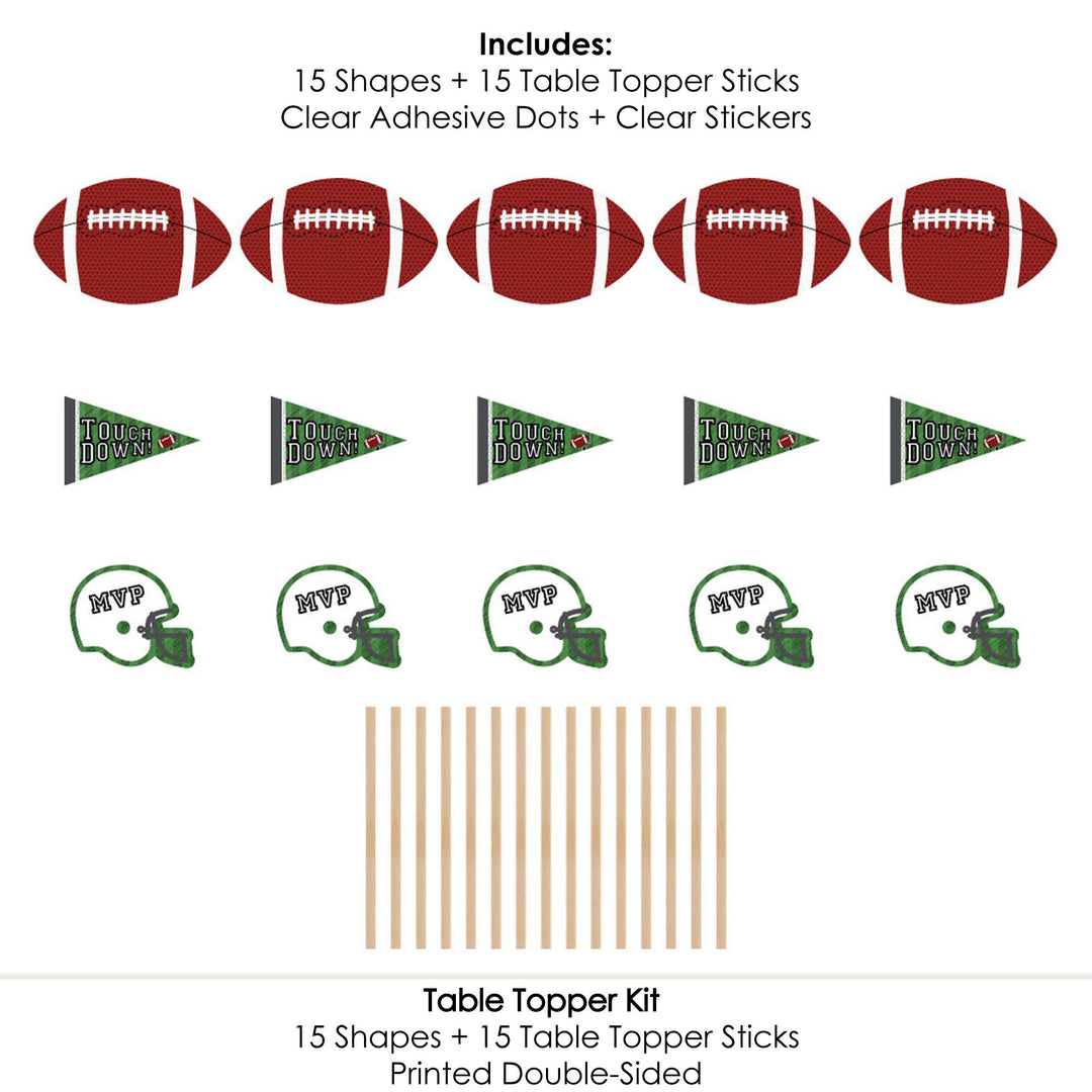 End Zone - Football - Baby Shower or Birthday Party Centerpiece Sticks - Table Toppers - Set of 15