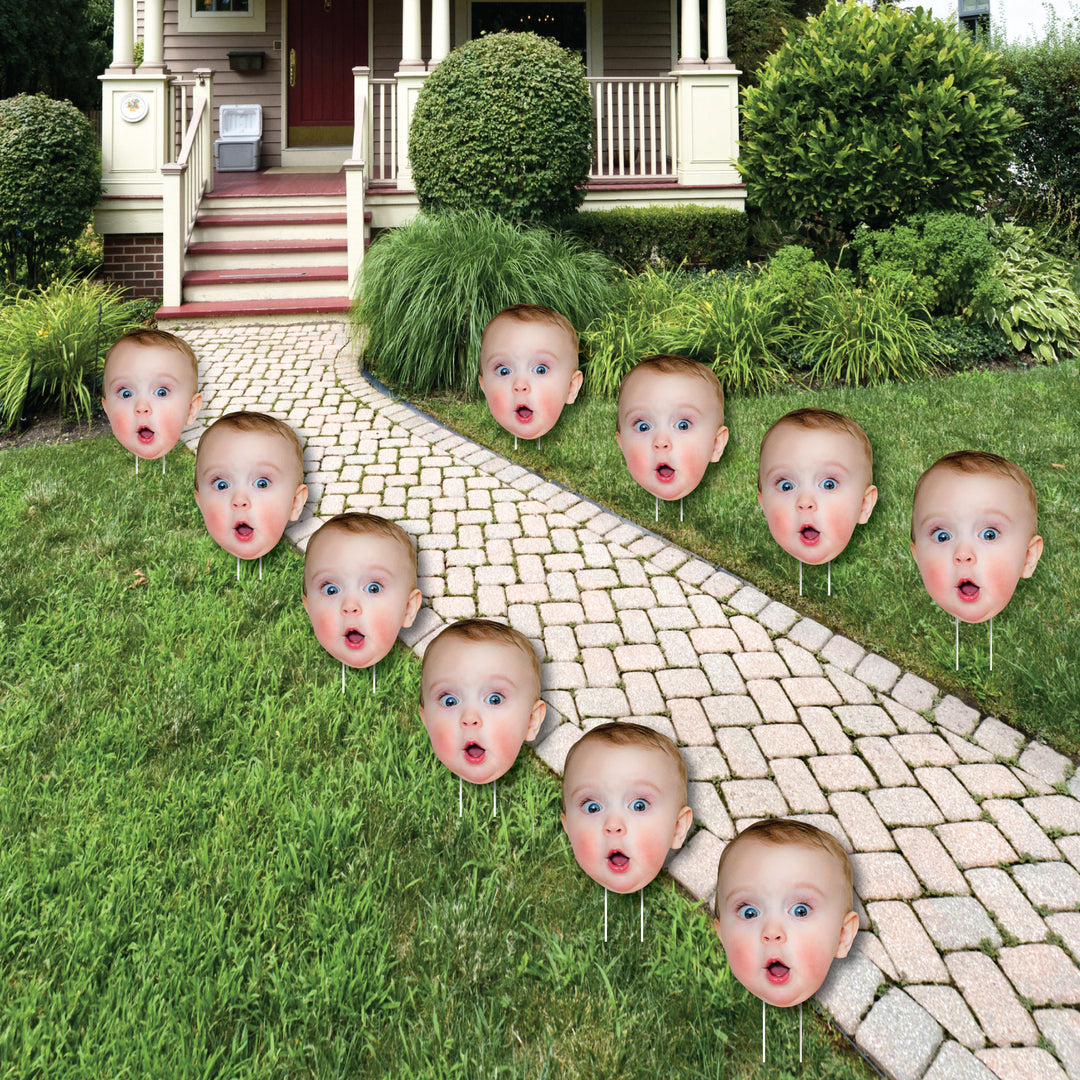 Fun Face - Custom Photo Head Cut Out Lawn Decorations - Outdoor Yard Sign - Upload 1 Photo - 10 Piece