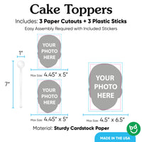 Custom Face Party Cake Topper - 3 Pc