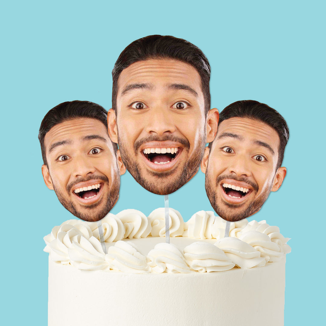 Custom Face Party Cake Topper - 3 Pc