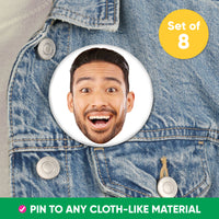 Custom Fun Face Pinback Buttons - 8 Ct
