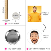Custom Fun Face Pinback Buttons - 8 Ct