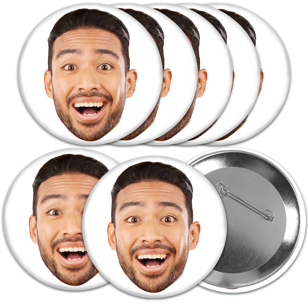 Custom Fun Face Pinback Buttons - 8 Ct