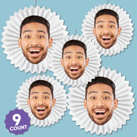 Fun Faces custom photo paper fan decorations with personalized face cutouts