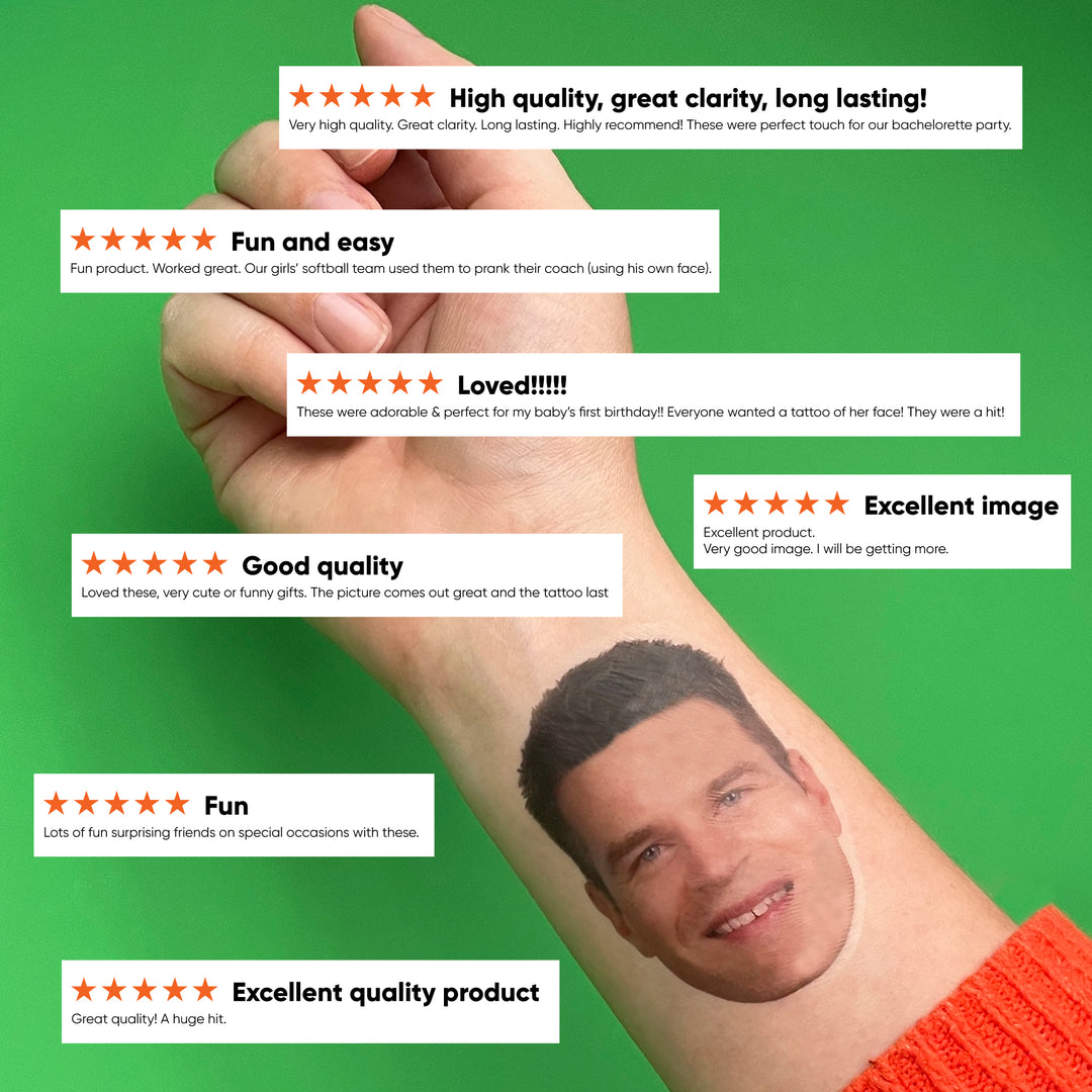 Custom Fun Face Temporary Tattoos - 12 Ct