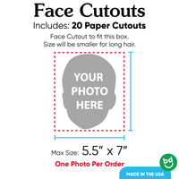 Fun Face Cutout Decorations - DIY Custom Photo Head Cut Out Essentials - Upload 1 Photo - Set of 20
