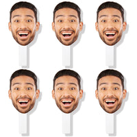 Fun Face Cutout Paddles - Custom Photo Head Cut Out Photo Booth and Fan Props - Upload 1 Photo - 6 Piece Cut Out Kit