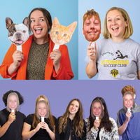 Fun Face Cutout Paddles - Custom Photo Head Cut Out Photo Booth and Fan Props - Upload 1 Photo - 6 Piece Cut Out Kit