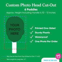 Fun Face Cutout Paddles - Custom Photo Head Cut Out Photo Booth and Fan Props - Upload 1 Photo - 6 Piece Cut Out Kit