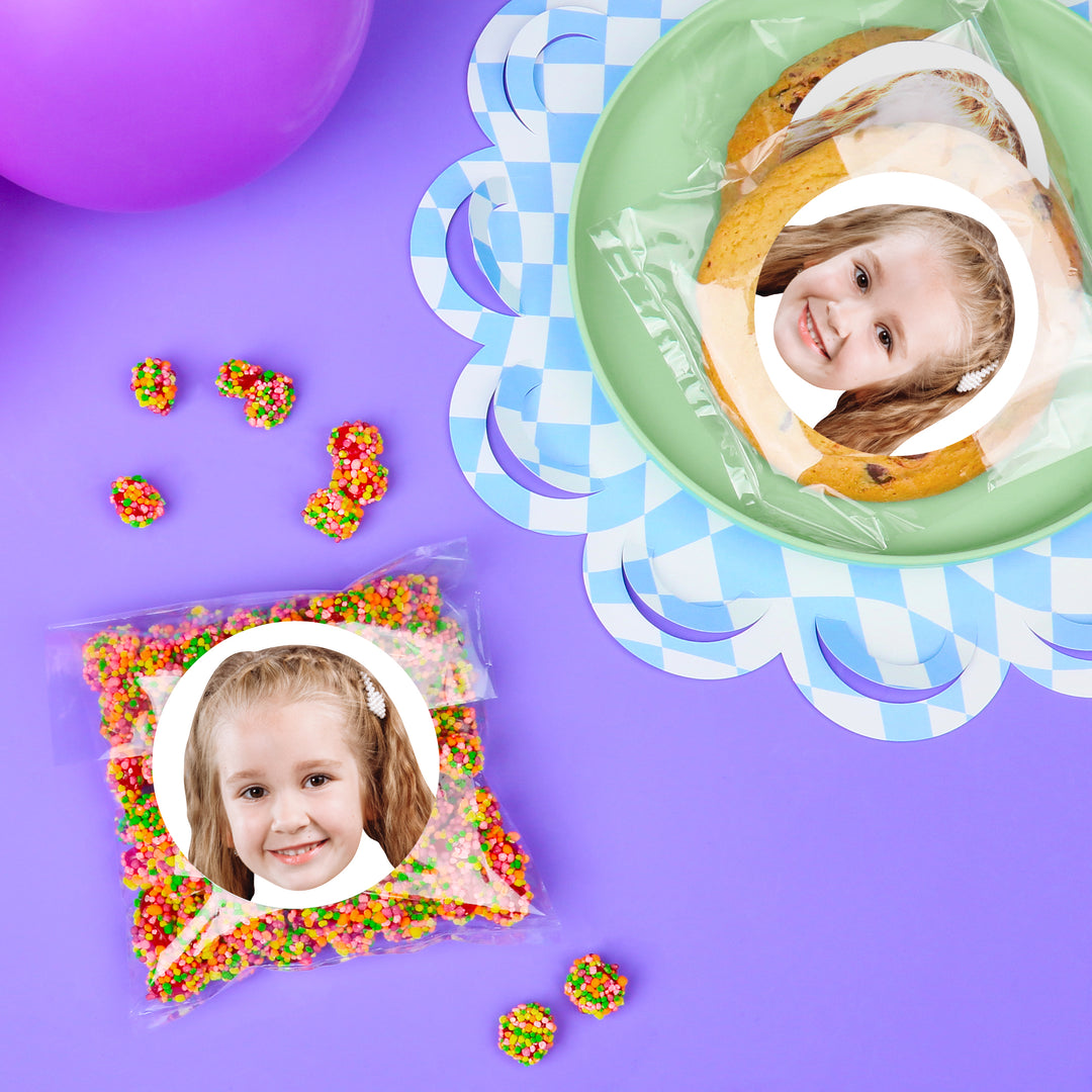 Custom Face Stickers & Clear Cookie Bags