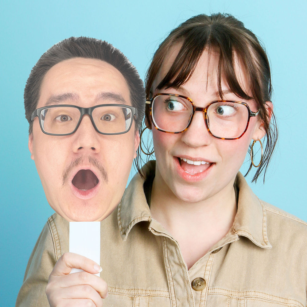 Fun Face Cutout Paddles - Custom Photo Head Cut Out Photo Booth and Fan Props - Upload 1 Photo - 6 Piece Cut Out Kit