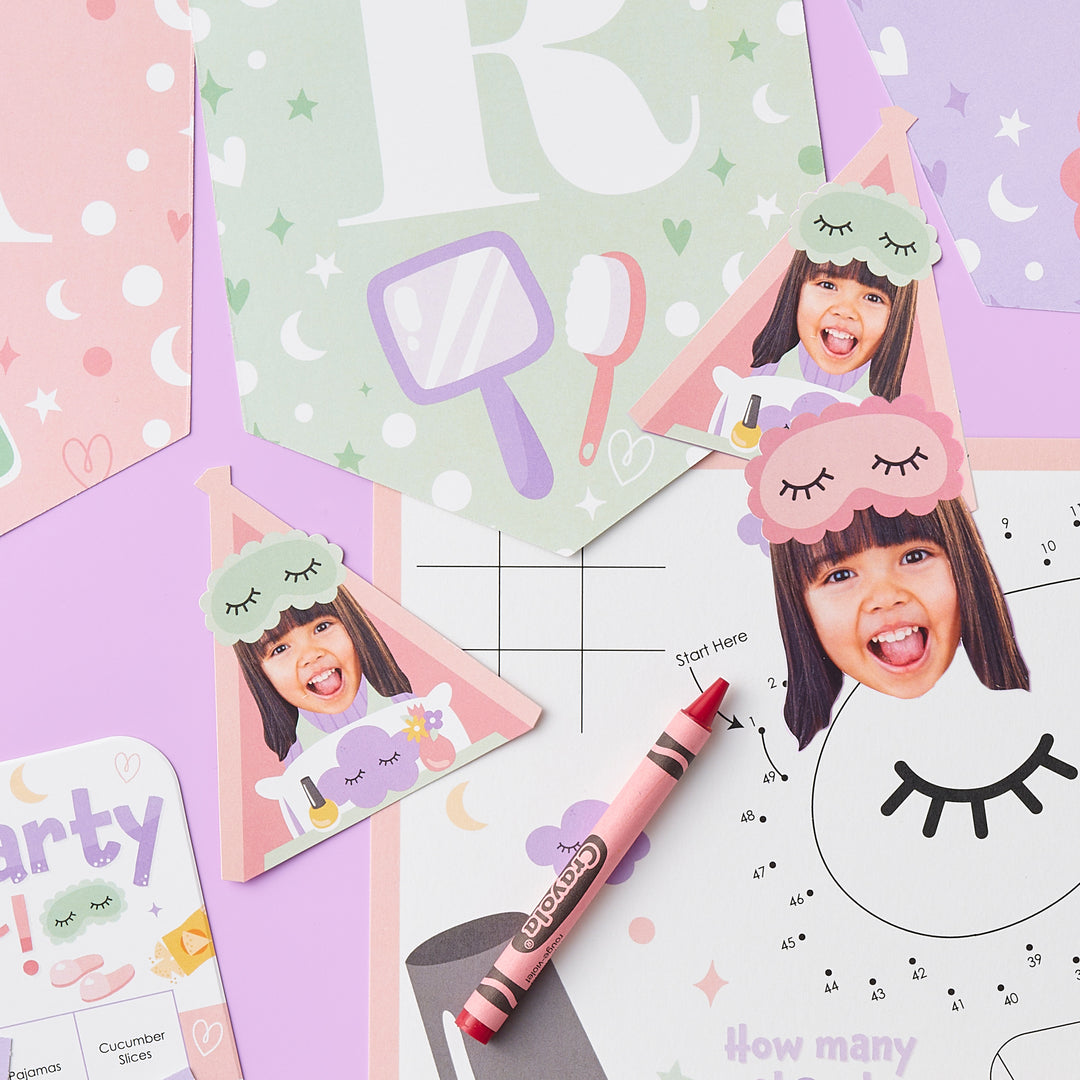Custom Photo Pajama Party Fun Face Cut-Out Stickers - Set of 24