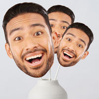 Fun Face Cutout Centerpiece Sticks - Custom Photo Head Cut Out Table Toppers - Upload 1 Photo - Set of 15