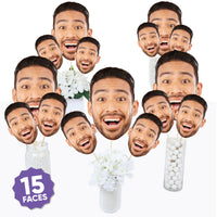 Fun Face Cutout Centerpiece Sticks - Custom Photo Head Cut Out Table Toppers - Upload 1 Photo - Set of 15