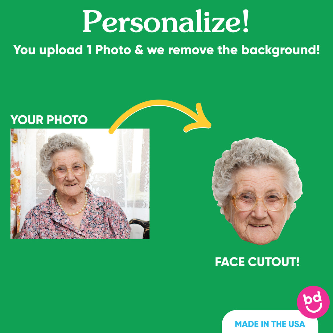 Fun Face Cutout Dessert Cupcake Toppers - Custom Photo Head Cut Out Clear Treat Picks - Upload 1 Photo - Set of 24