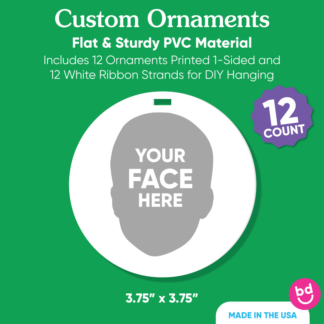 Custom Face Tree Ornaments - 12 Ct