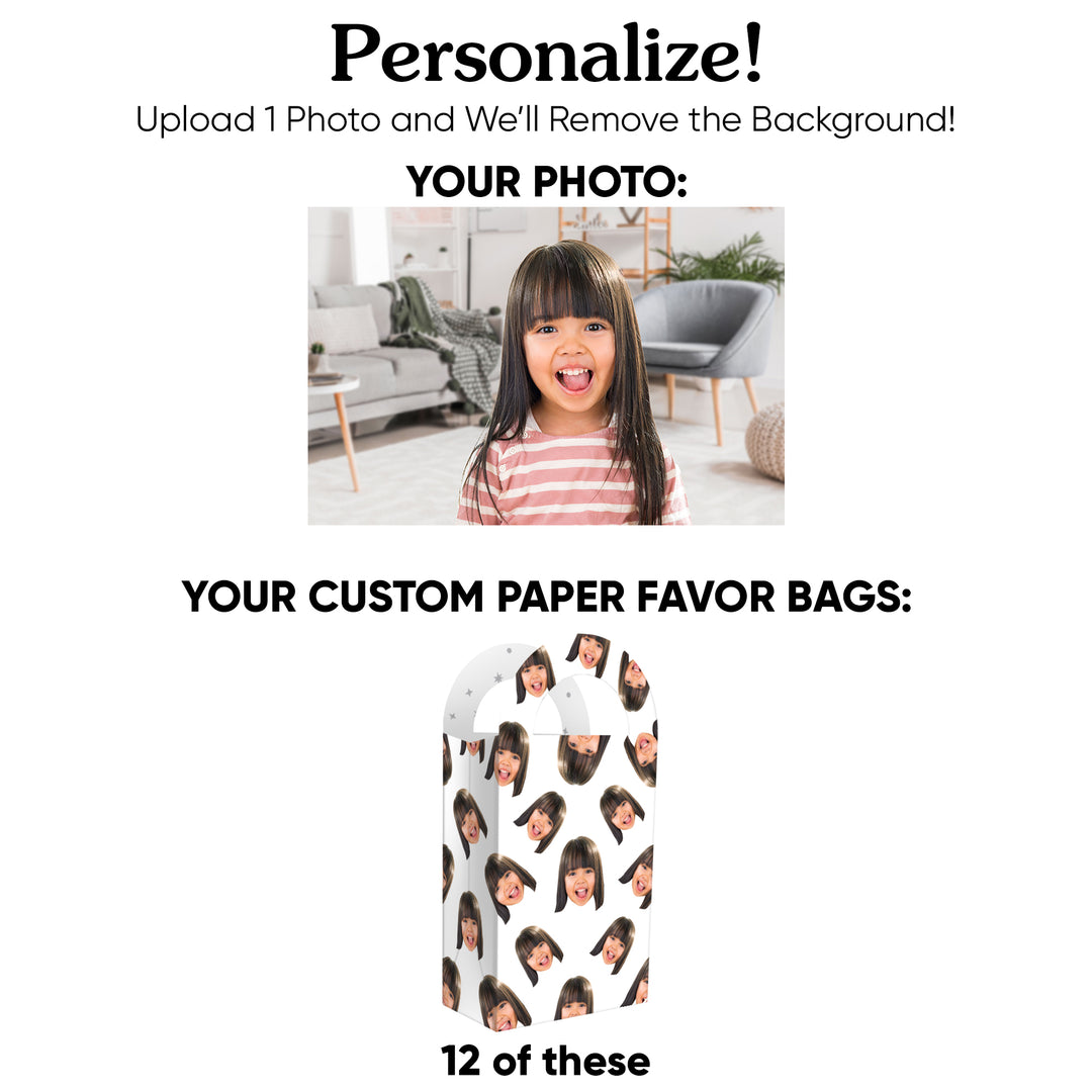 Custom Face Paper Favor Bags - 12 Ct