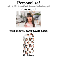Custom Face Paper Favor Bags - 12 Ct