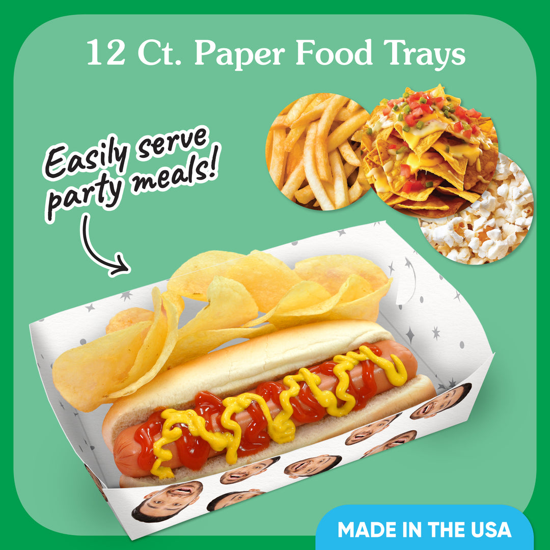 Custom Face Paper Food Trays - 12 Ct