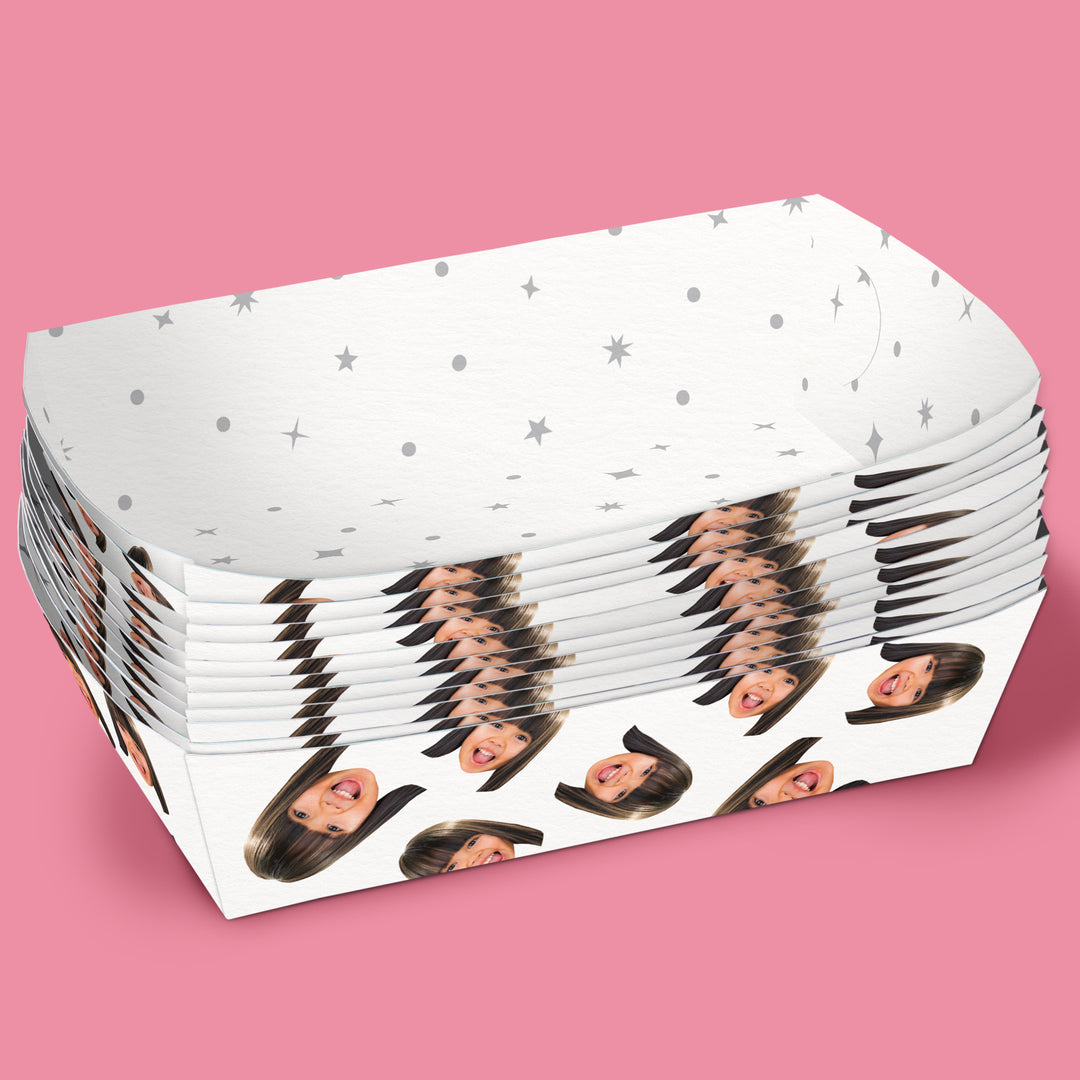 Custom Face Paper Food Trays - 12 Ct