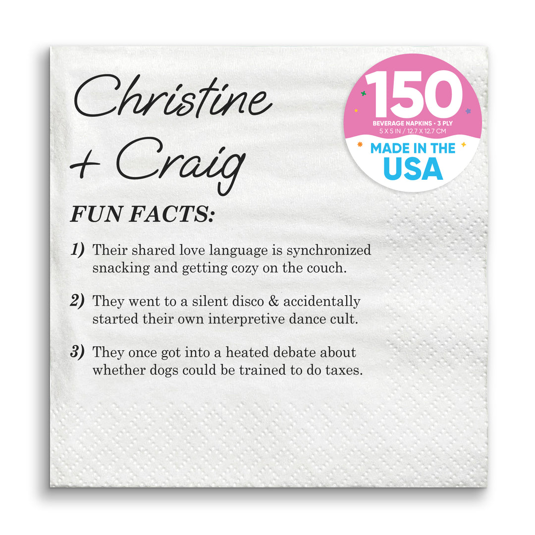Custom Text - Fun Facts Wedding Napkins