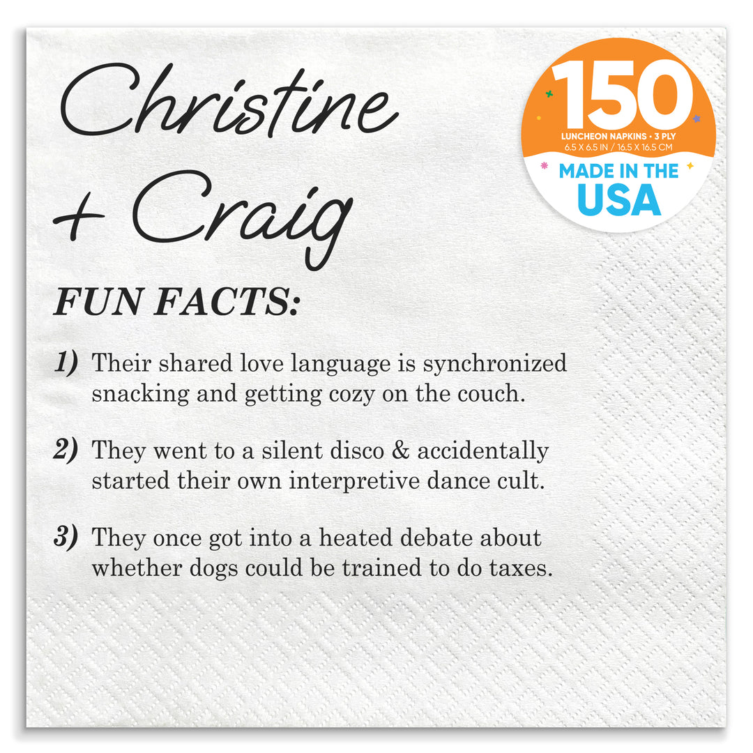 Custom Text - Fun Facts Wedding Napkins