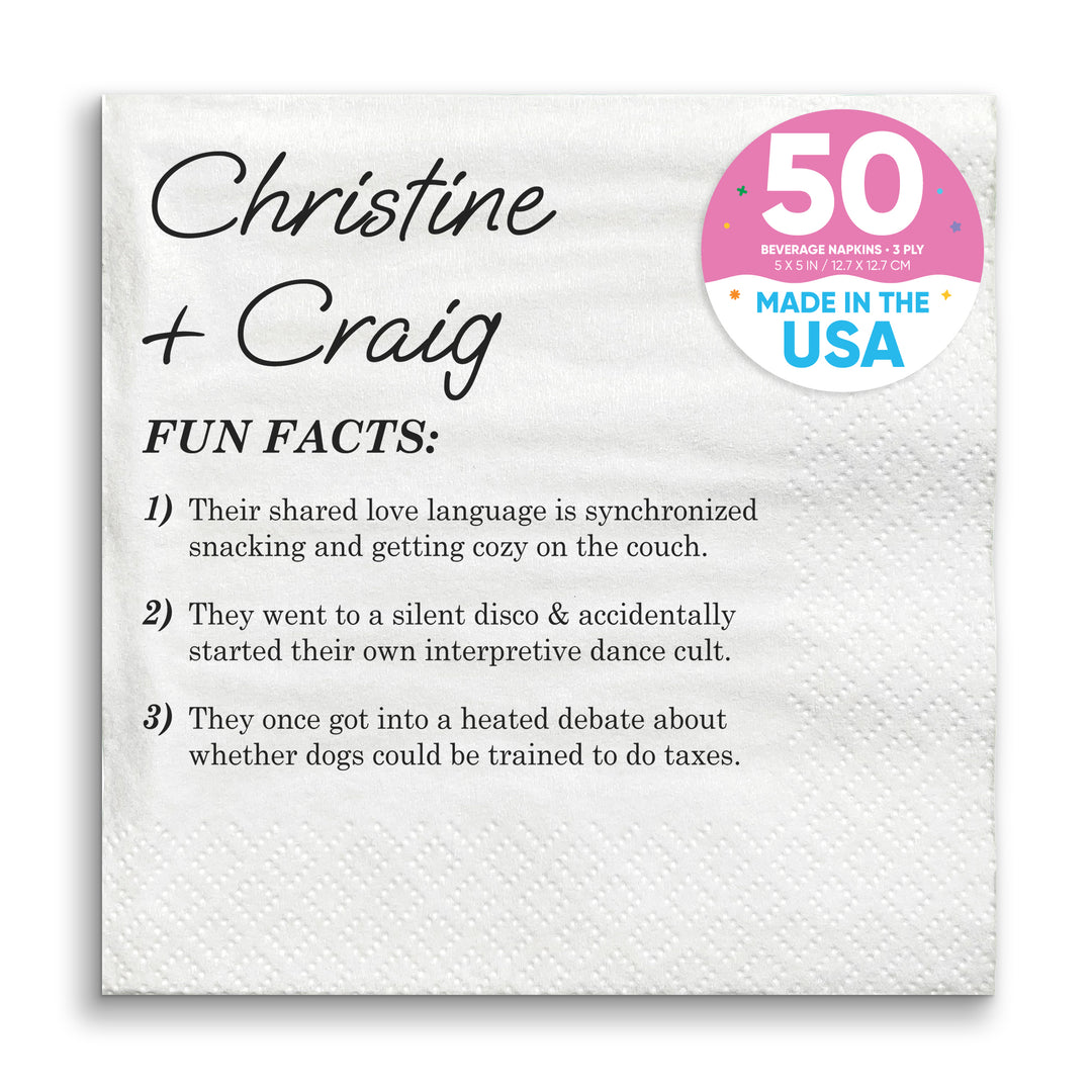 Custom Text - Fun Facts Wedding Napkins