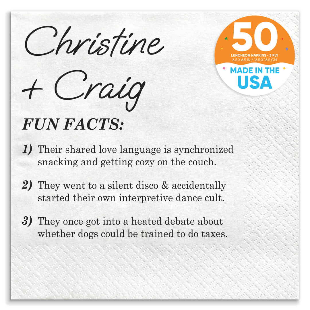 Custom Text - Fun Facts Wedding Napkins