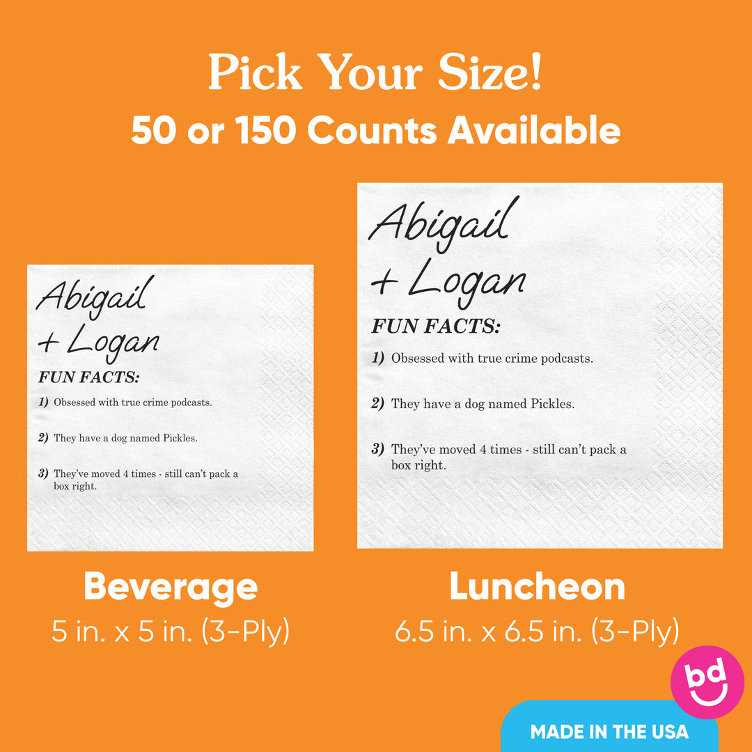 Custom Text - Fun Facts Wedding Napkins