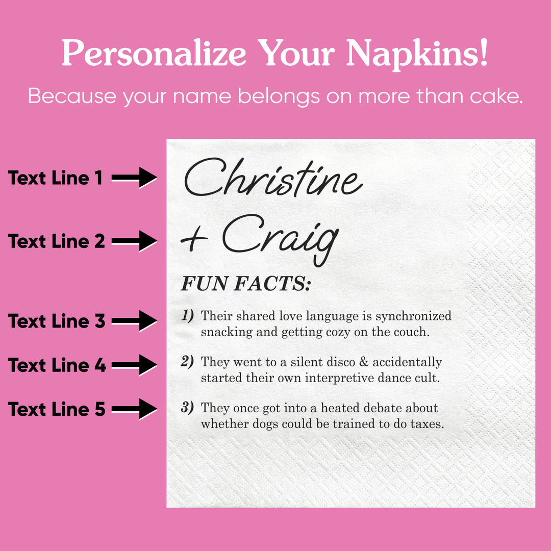 Custom Text - Fun Facts Wedding Napkins