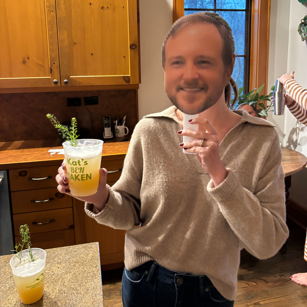 Fun Face Combo - Custom Photo Big Head Cut Out Photo Booth and Fan Props Kit - Upload 1 Photo - Set of 3