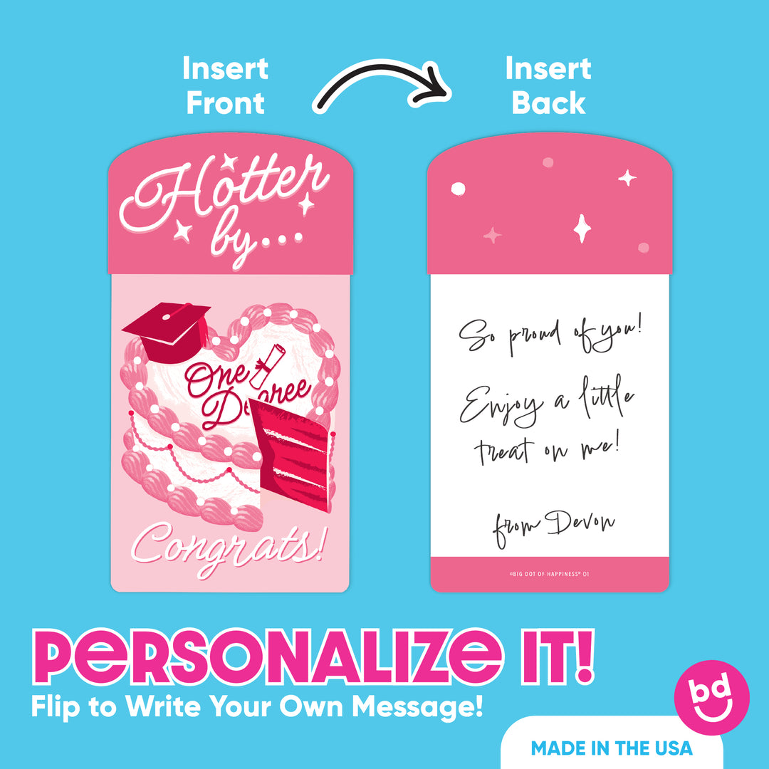 Back of funny graduation money holder with message space and tabs