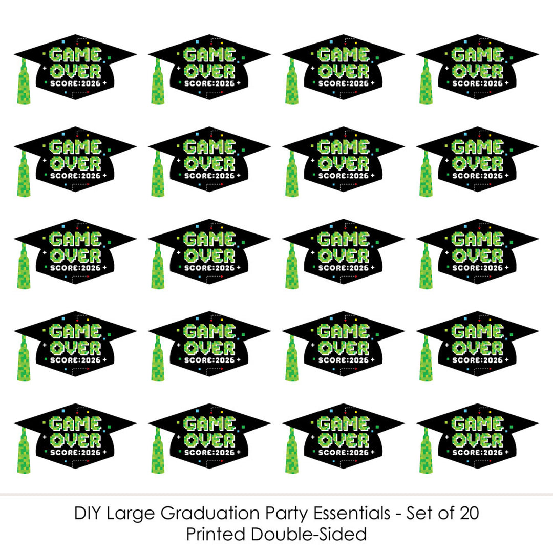Game Over - Grad Cap Decorations DIY Video Game Graduation Large Party Essentials - Set of 20