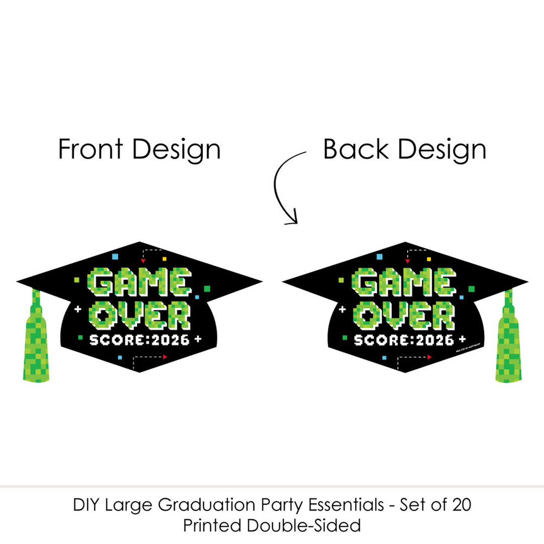 Game Over - Grad Cap Decorations DIY Video Game Graduation Large Party Essentials - Set of 20