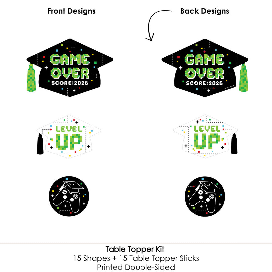 Game Over - Video Game Graduation Party Centerpiece Sticks - Table Toppers - Set of 15