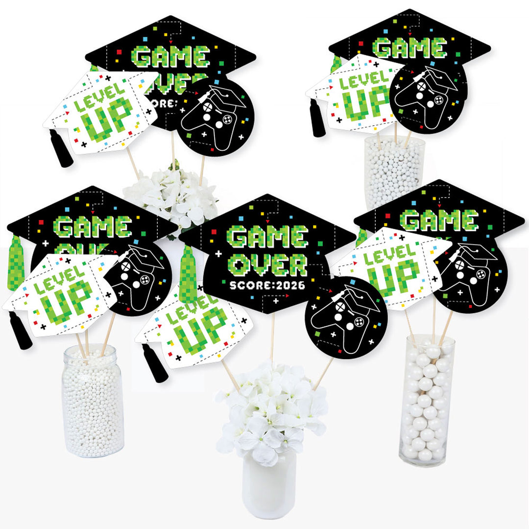 Game Over - Video Game Graduation Party Centerpiece Sticks - Table Toppers - Set of 15
