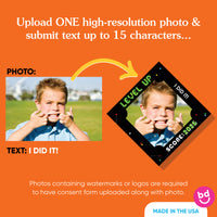 Custom photo area on game themed graduation cover